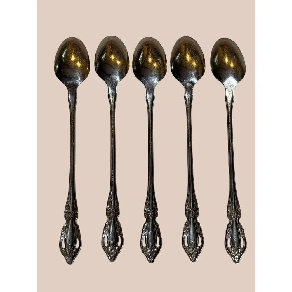 Oneida Distinction Deluxe Raphael Stainless Steel Iced‎ Tea Spoons Set Of 5